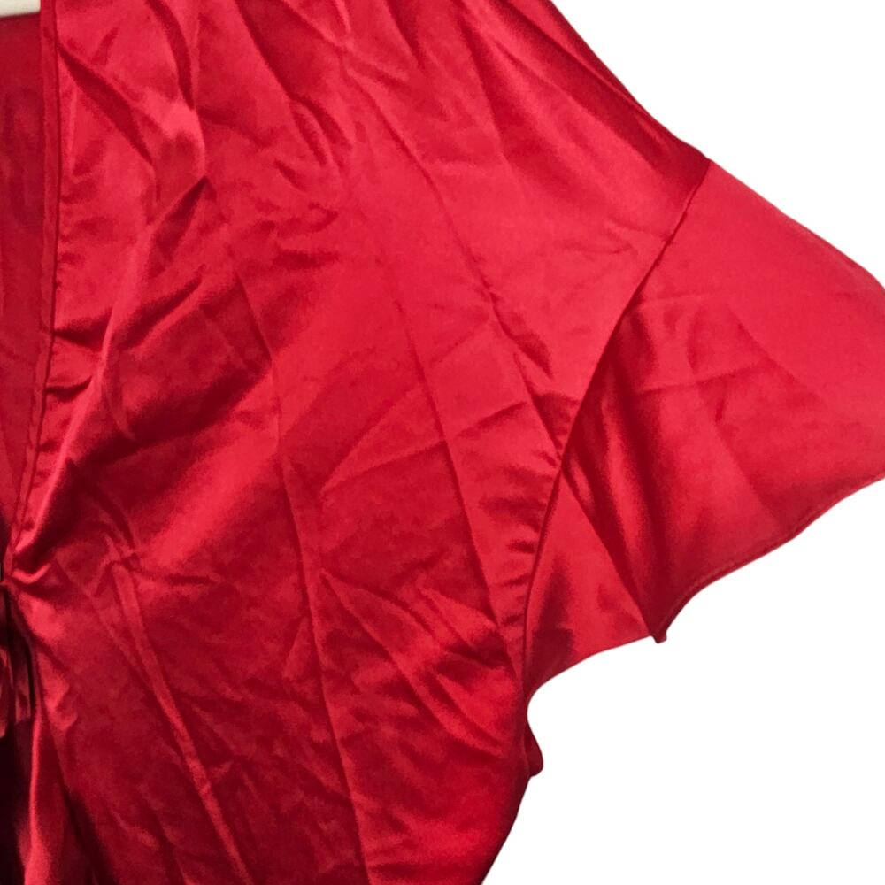 Victoria's Secret Robe Satin Robe Women OS Red Short Sleeve Robe Ruffle Trim - Picture 4 of 8